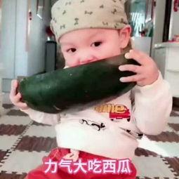 小孩吃瓜的视频,小宝贝欢乐吃瓜瞬间